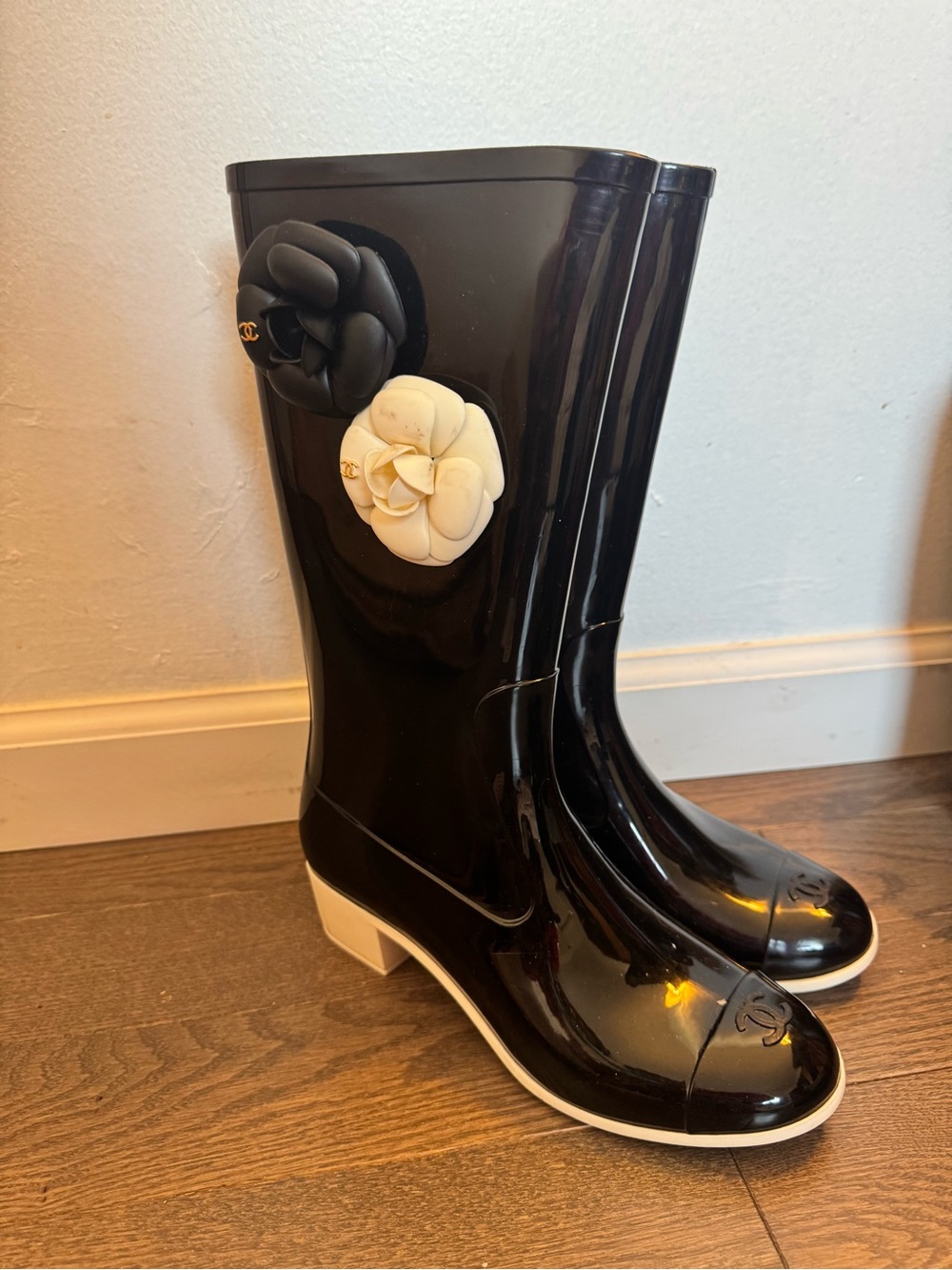 Chanel Camellia Rain Boots